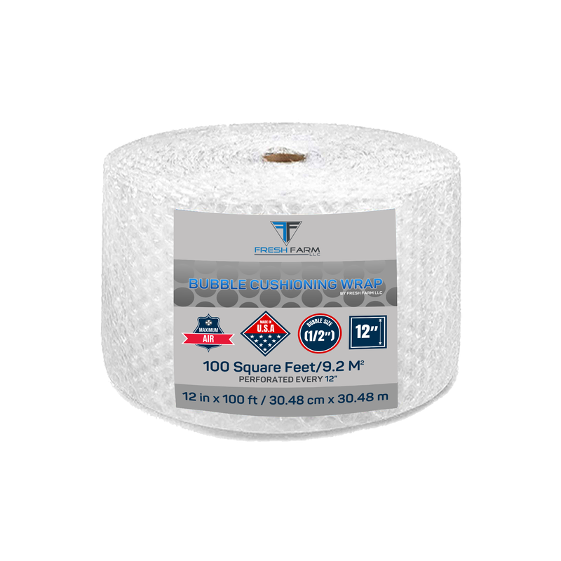 Bubble wrap 100 ft² 1/2 Large Bubble- Perforated Every 12''- with 10  Fragile Stickers by Fresh Farm LLC