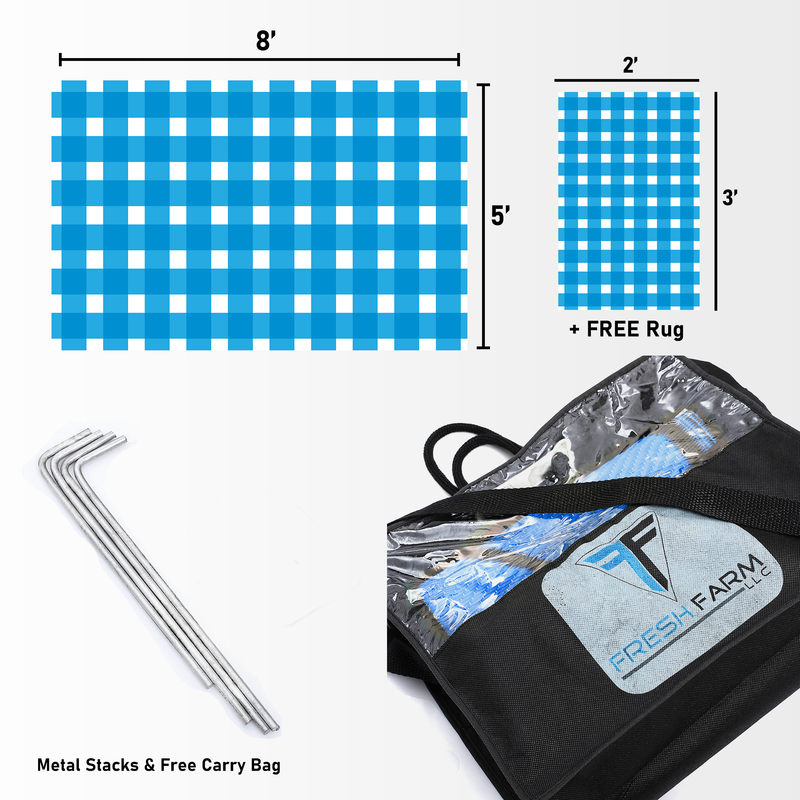 "Picnic" Reversible Outdoor/Indoor Rug, Plastic Straw Rug - Available in 4 Sizes ( 5'x8', 6'x9', 9'x12', 9'x18') - Free Small Rug