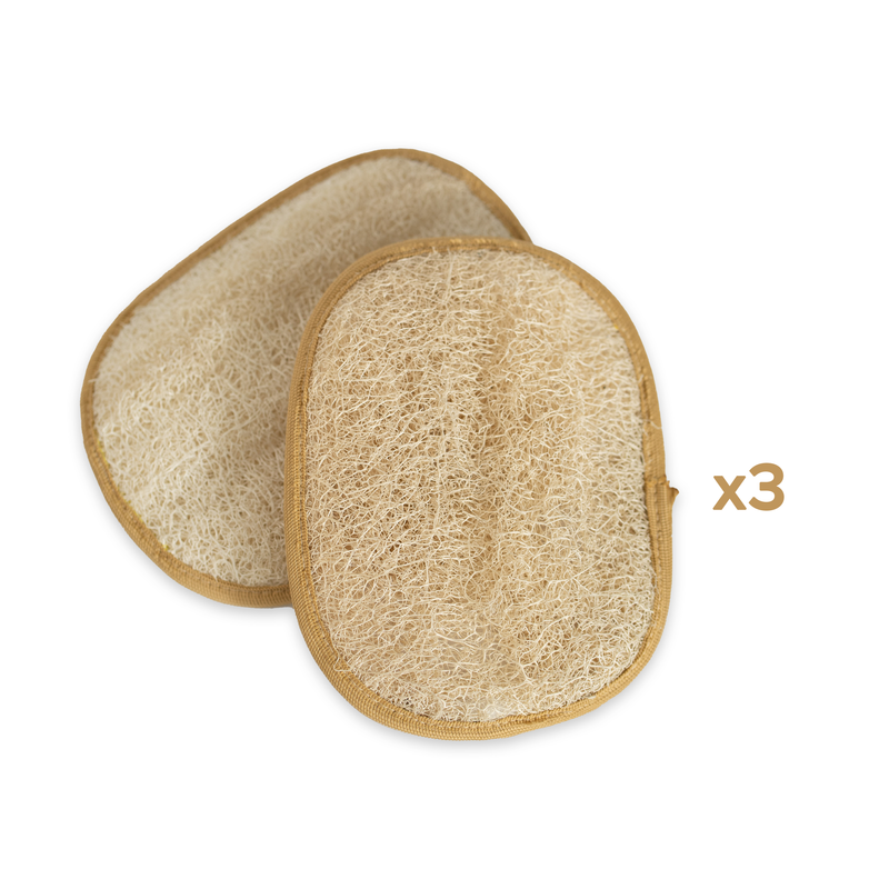 Premium Egyptian Natural Loofah Sponge - Exfoliating/Scrubber/Shower/Cleaning - Ecofriendly - 7"x5.52" ( 3 Sets of 2 ).