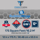 Bubble wrap 175 ft² - 3/16" Small Bubble - Perforated Every 12''- with 10 Fragile Stickers by Fresh Farm LLC